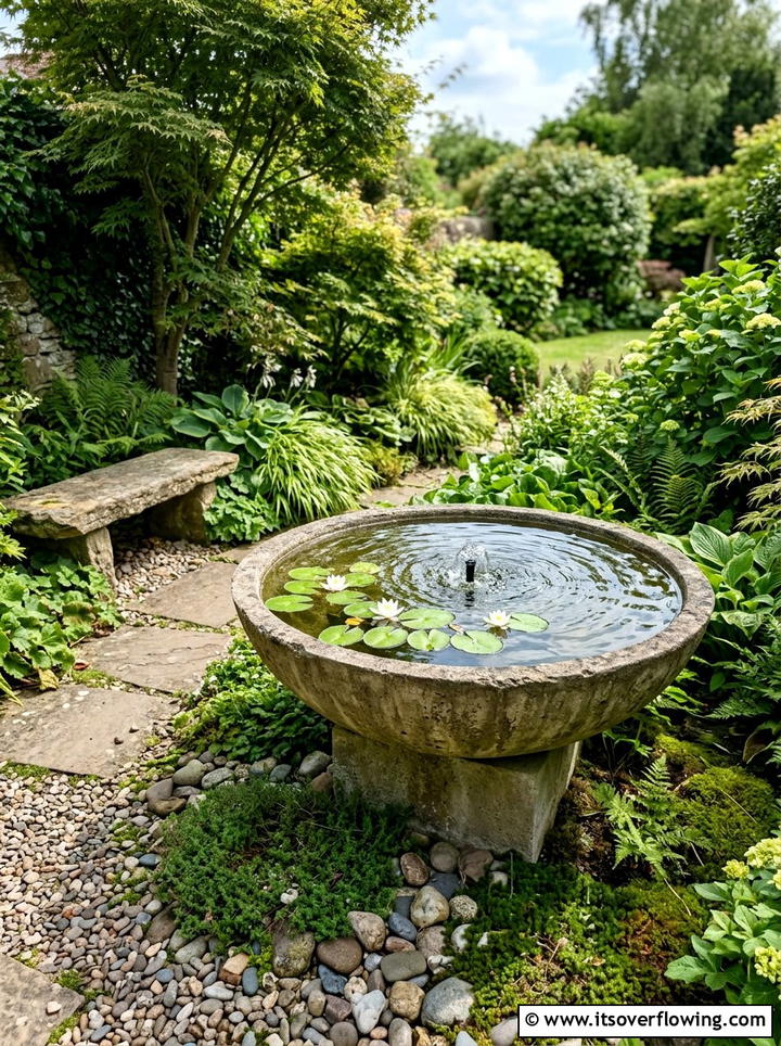 Concrete bowl planter water feature - 25 garden ideas with concrete planters