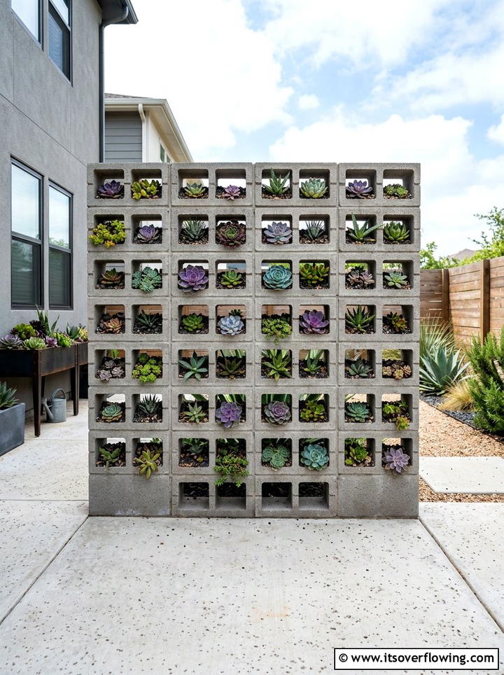 Concrete cinder block garden - 25 reusing old things ideas for succulent garden