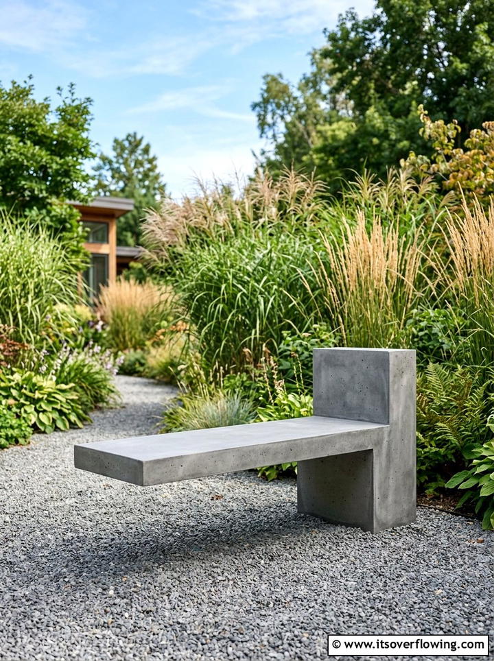 Concrete garden bench - 25 garden decor ideas with modern accents
