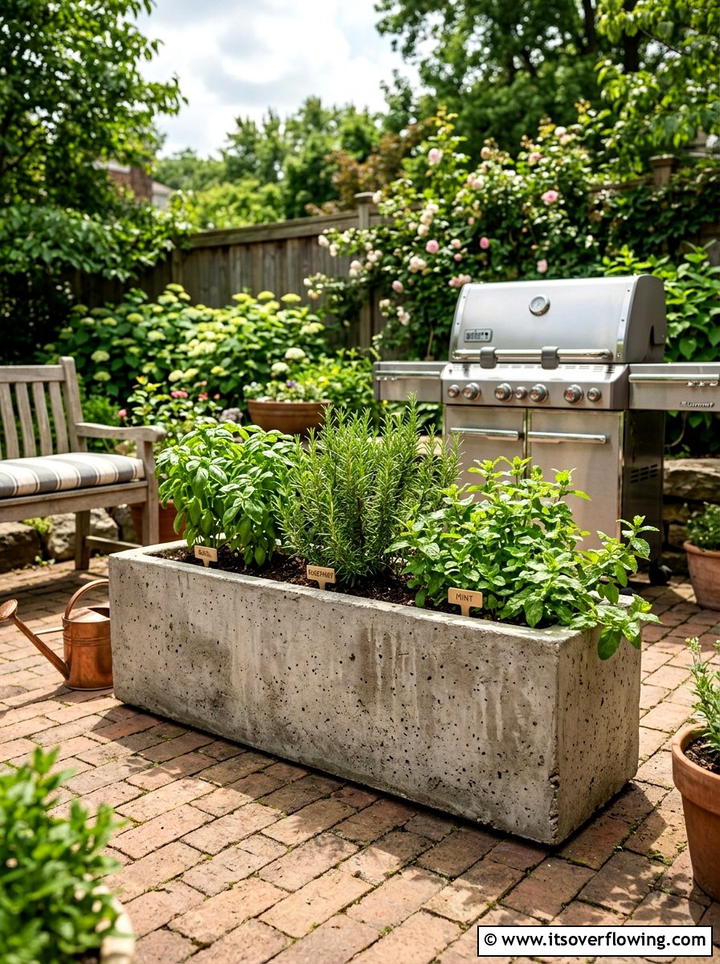 Concrete herb garden planter box - 25 garden ideas with concrete planters