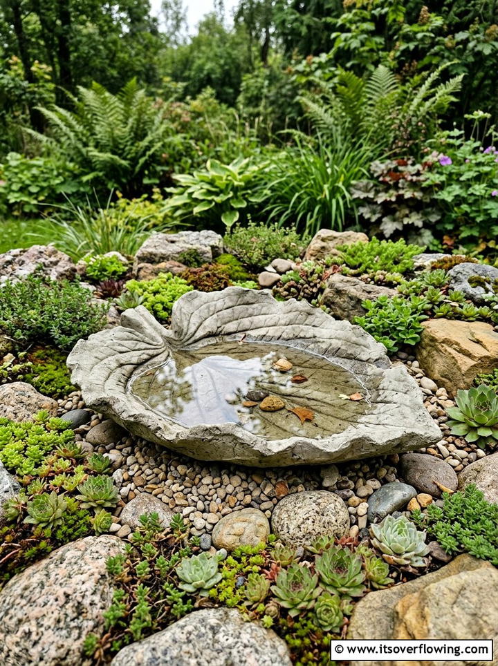 Concrete leaf bird bath - 25 reusing old things ideas for bird baths