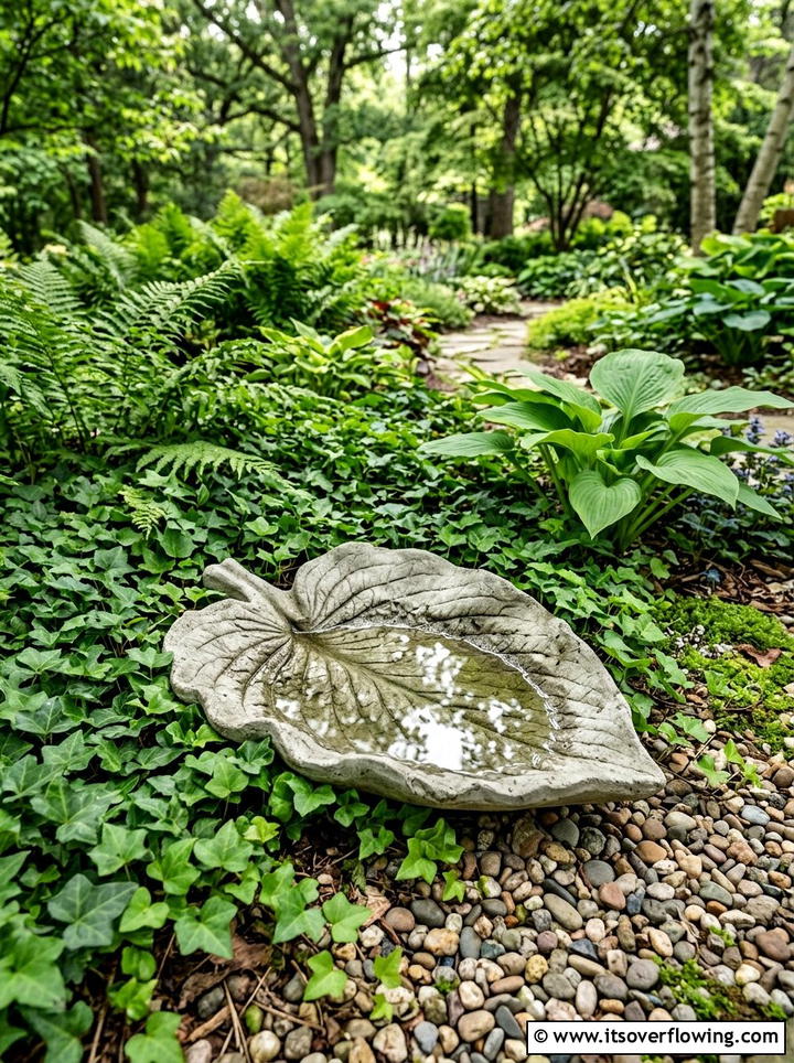 Concrete leaf bird bath - 25 upcycled garden ideas with bird baths