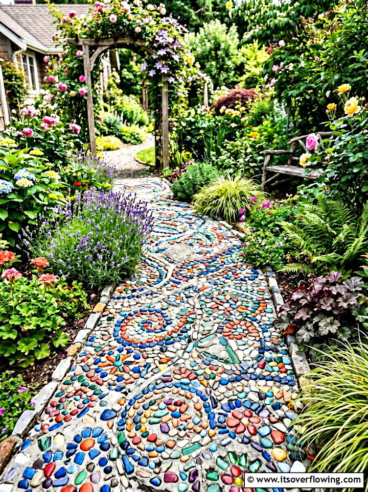 Concrete mosaic path - 25 upcycled garden ideas with concrete scraps