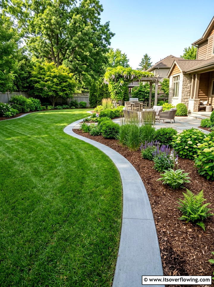 Concrete mow strip - 25 backyard ideas with edging