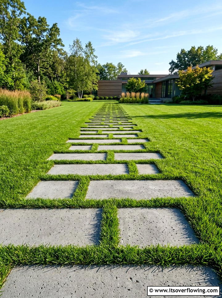 Concrete paver path - 25 garden ideas for minimalist style