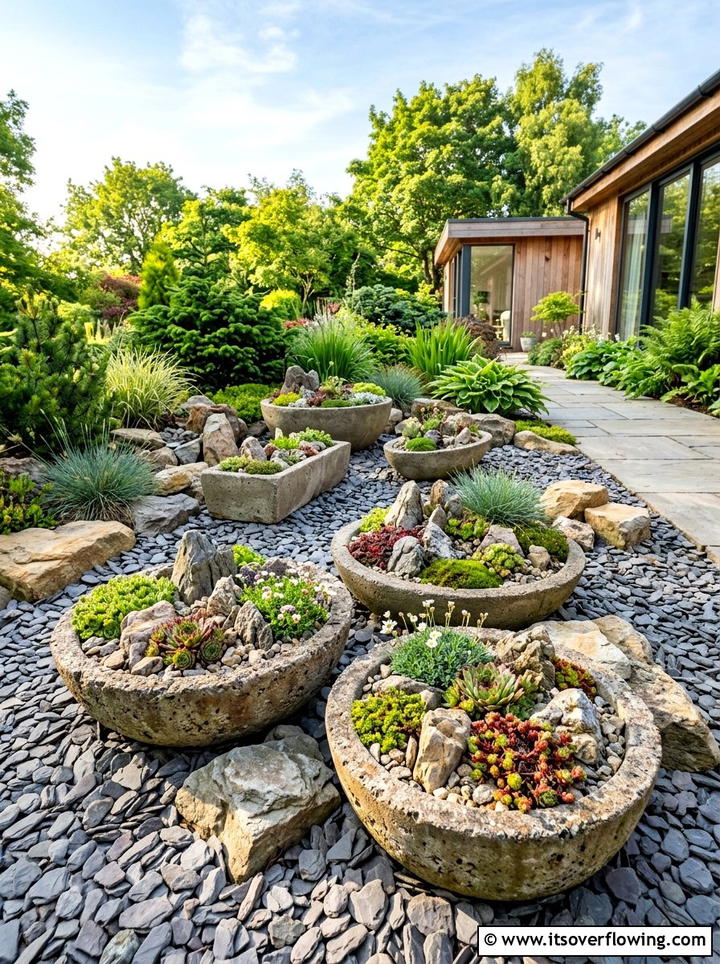 Concrete planter rock garden - 25 garden ideas with concrete planters