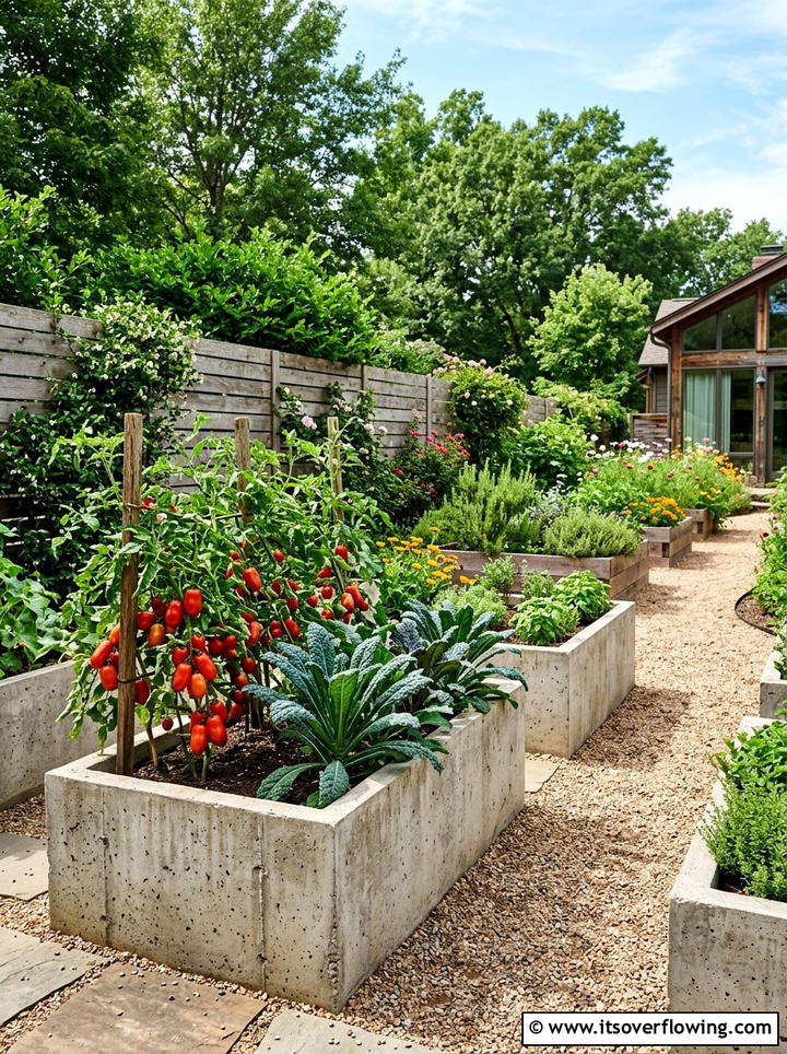 Concrete planter vegetable garden - 25 garden ideas with concrete planters