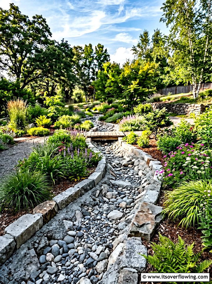 Concrete rubble drainage trench - 25 upcycled garden ideas with concrete scraps