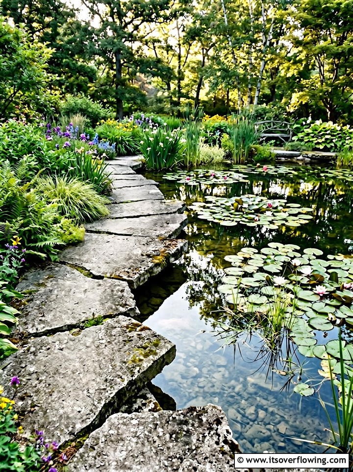 Concrete scrap pond edge - 25 upcycled garden ideas with concrete scraps