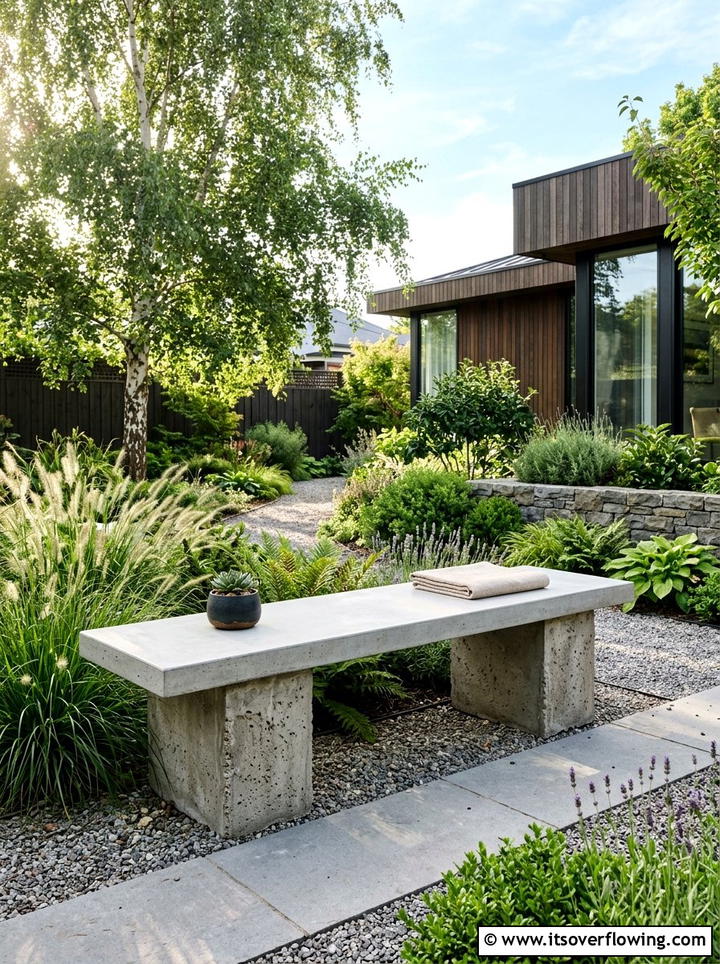 Concrete slab garden bench - 25 upcycled garden ideas with concrete scraps