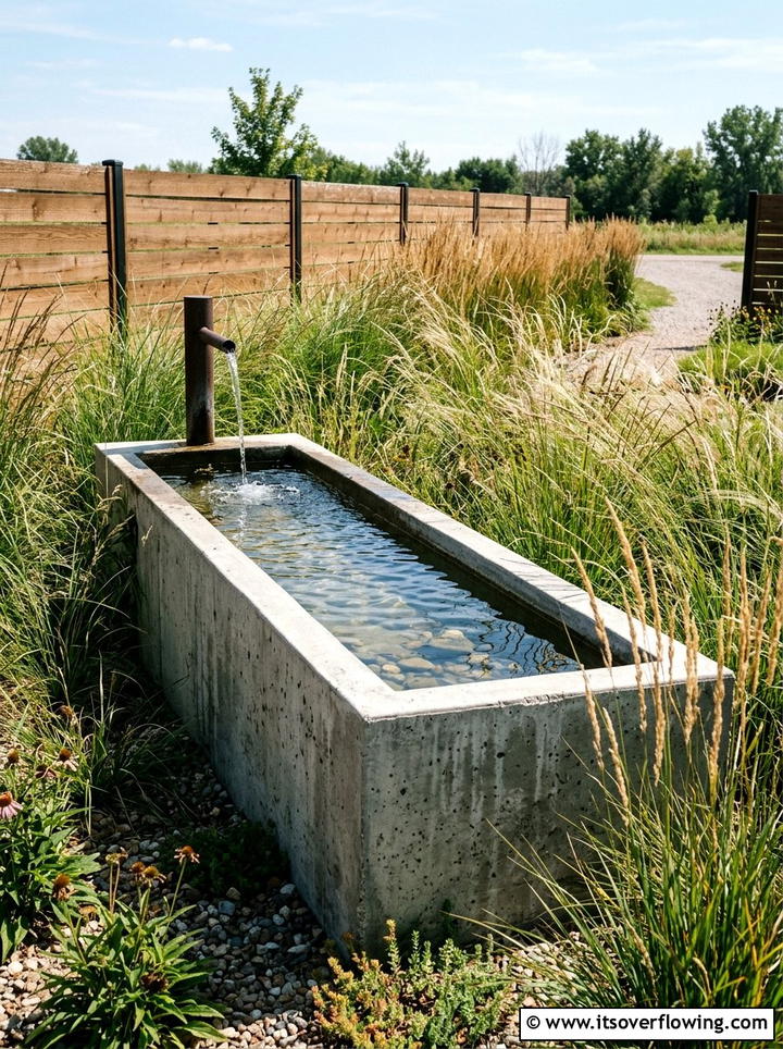 Concrete trough water feature - 25 garden design ideas with water features