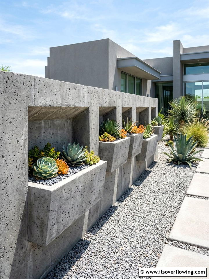 Concrete wall pockets - 25 small garden ideas with wall planters