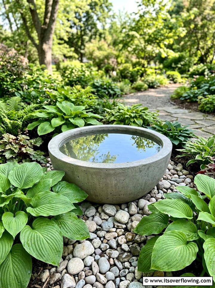 Concrete water bowl for garden - 25 backyard decorating ideas with water bowls