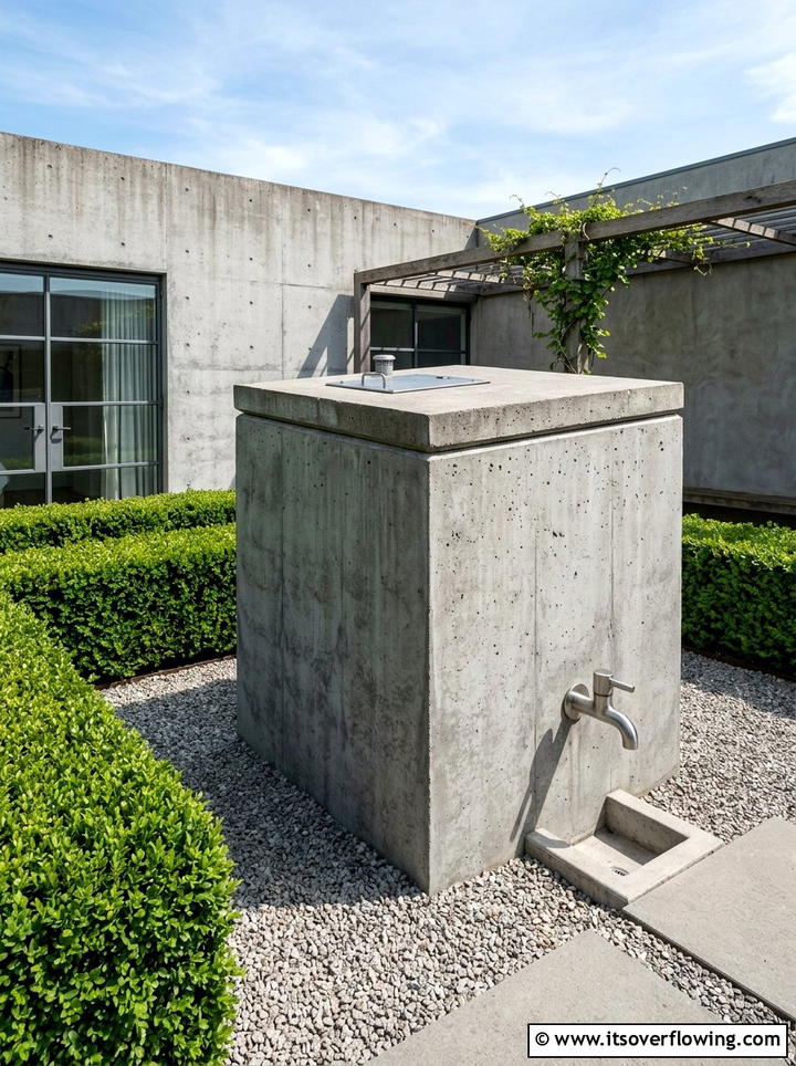 Concrete water cistern - 25 garden ideas with rain barrels