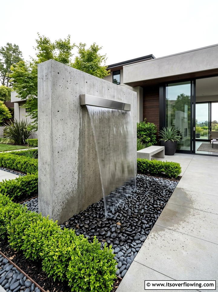 Concrete water wall - 25 creative garden ideas with fountain wall