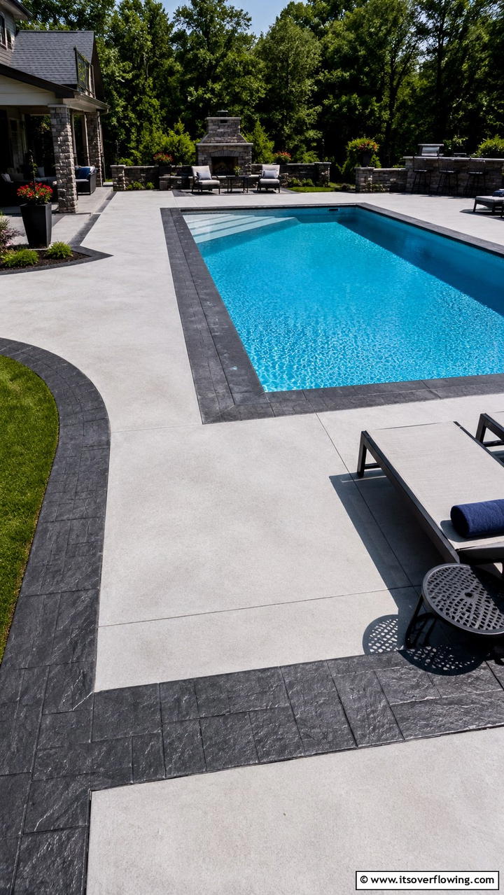 Concrete with Decorative Borders - 20 Stylish Concrete Pool Deck Ideas for Your Backyard