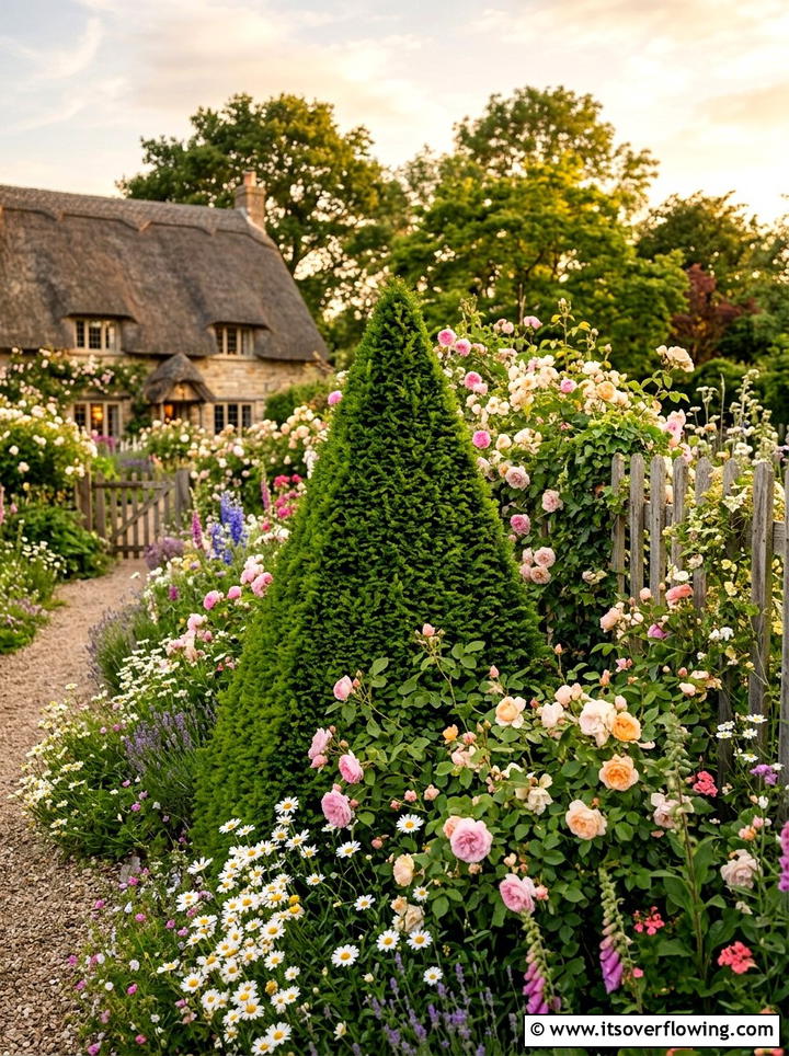 Cone Topiary In Cottage Garden - 25 garden decor ideas with topiary