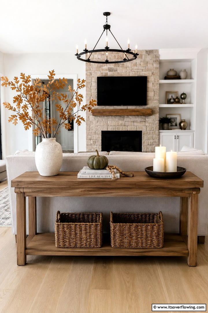 Console Table Behind Sofa Styling - 50 Fall Decor Ideas for A Cozy Seasonal Refresh at Home