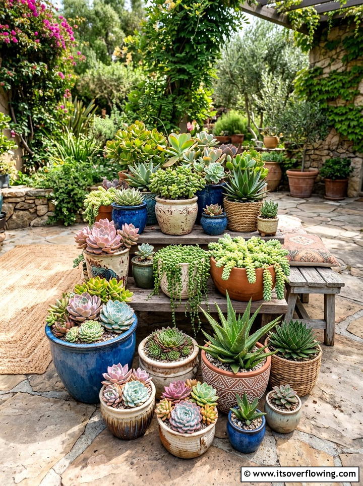 Container Succulent Garden - 25 garden ideas for dry climate