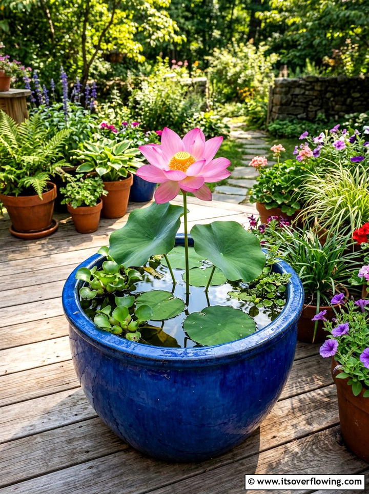 Container Water Garden - 25 backyard ideas with pond