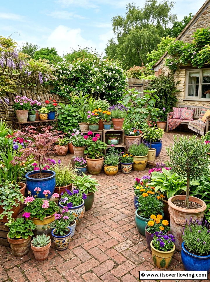 Container garden - 25 creative garden ideas with no lawn design