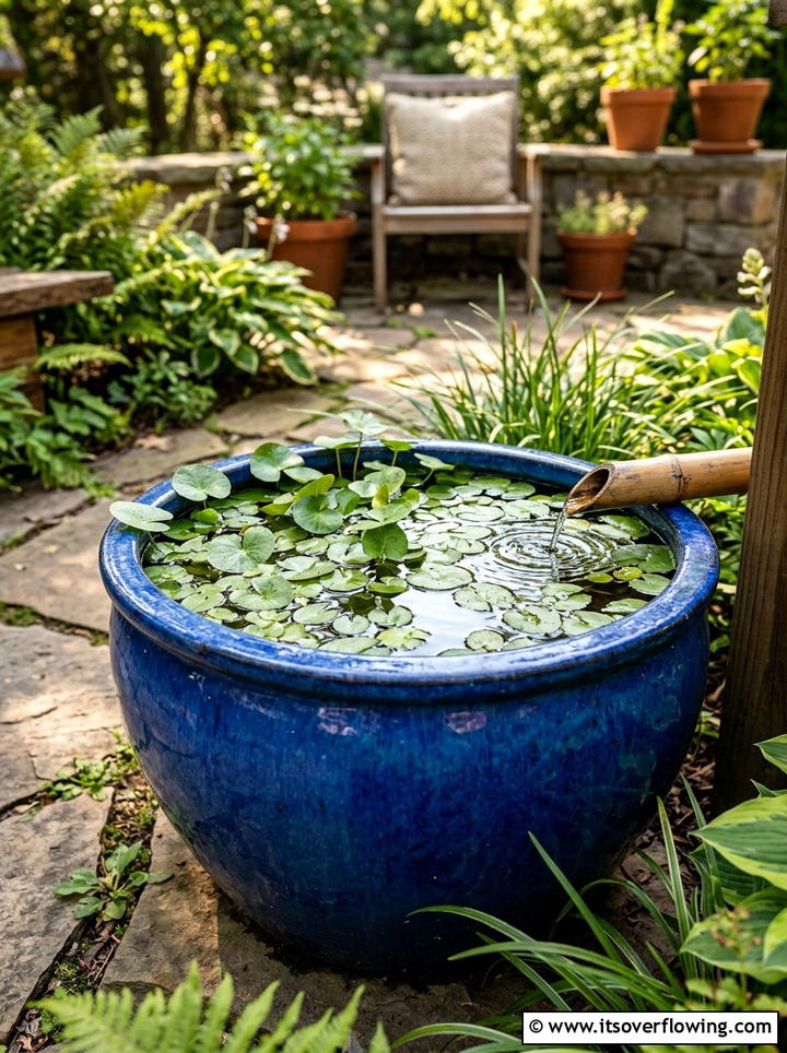 Container water garden - 25 backyard ideas with water feature