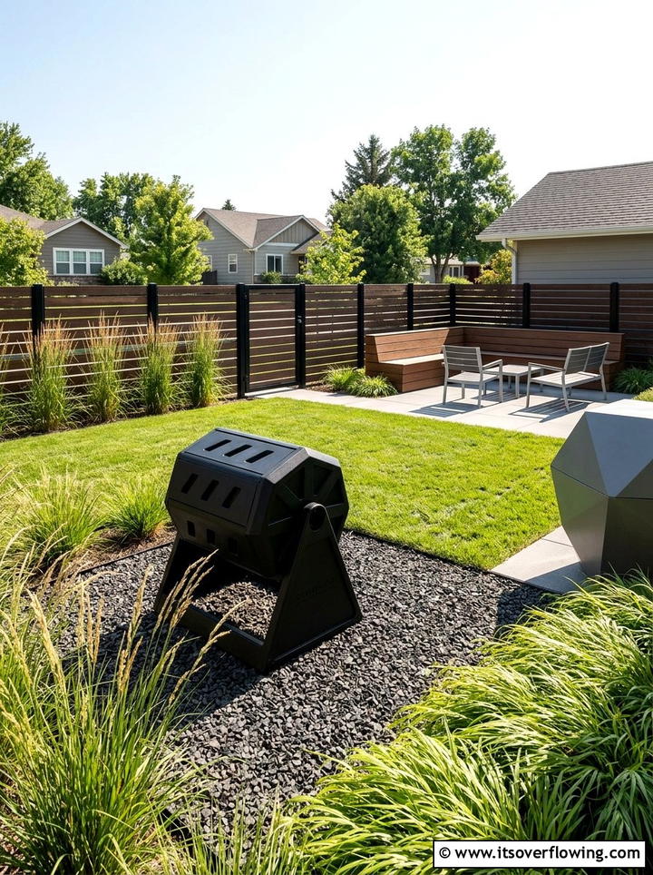 Contemporary Black Plastic Tumbler Landscape - 25 garden ideas with compost bins