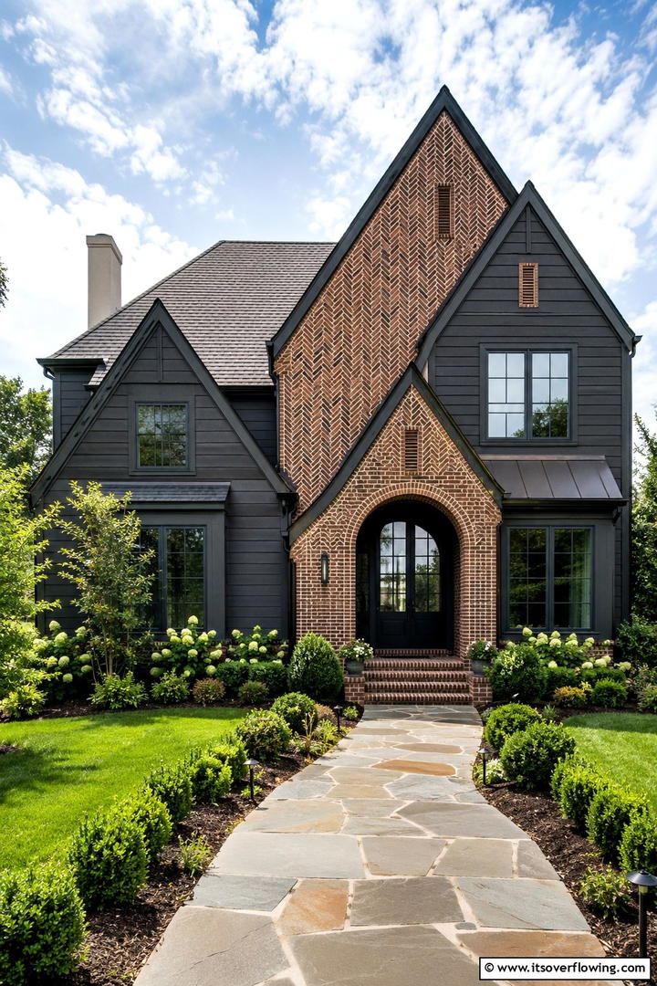 Contemporary Brick Patterns - 30 Modern Tudor Exterior Ideas for Timeless Curb Appeal