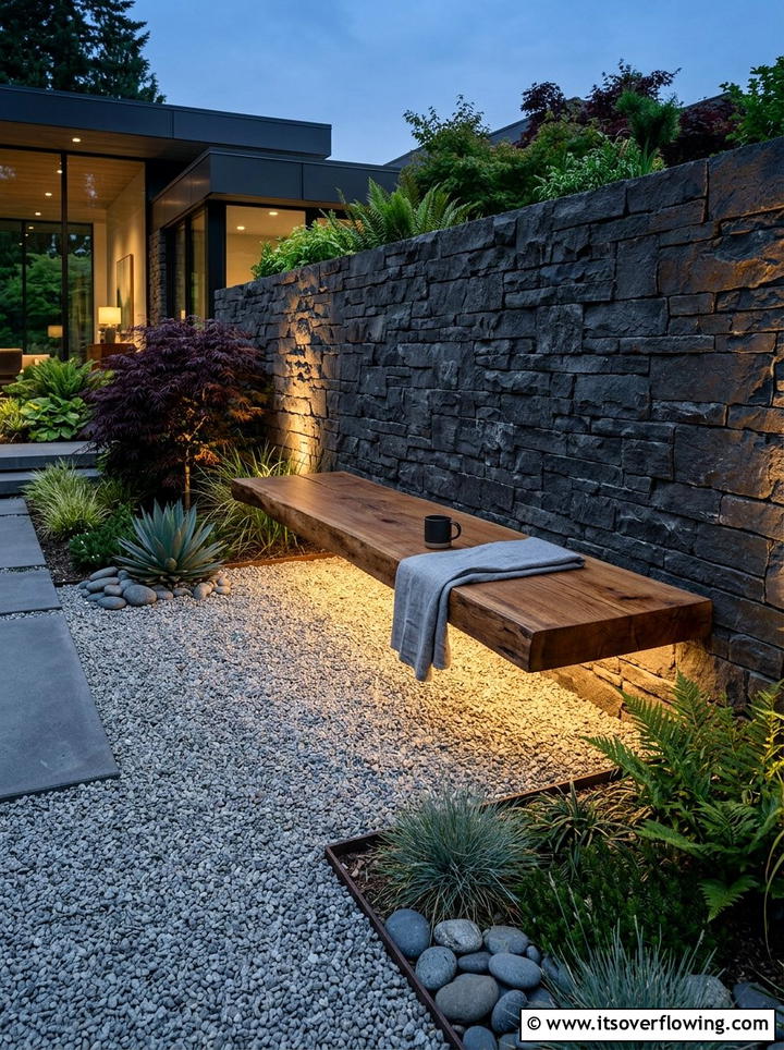 Contemporary Cantilevered Garden Bench - 25 garden ideas with bench seating