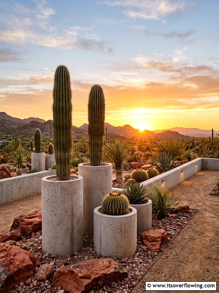 Contemporary Concrete Planter Desert Landscape - 25 garden decor ideas with concrete planters