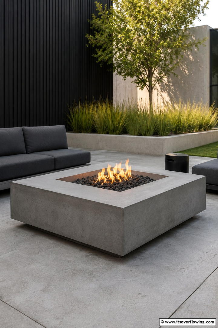 Contemporary Concrete Square Fire Pit - 30 Square Fire Pit Ideas for Modern Outdoor Gathering Spaces