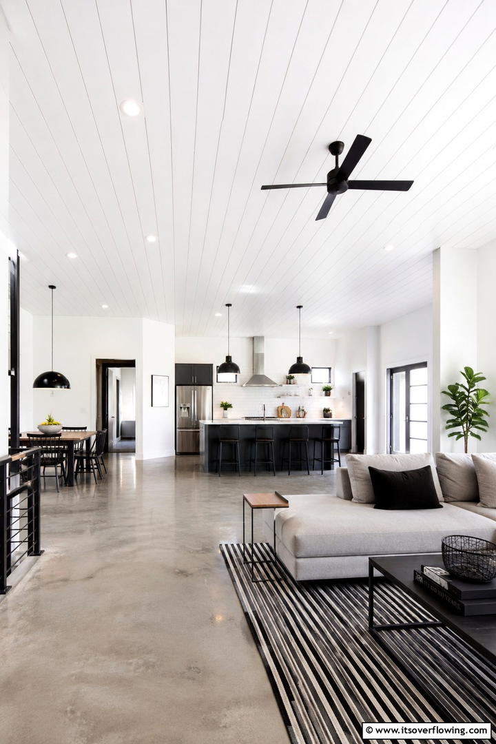 Contemporary Contrast - 30 Shiplap Ceiling Ideas to Add Farmhouse Charm Anywhere