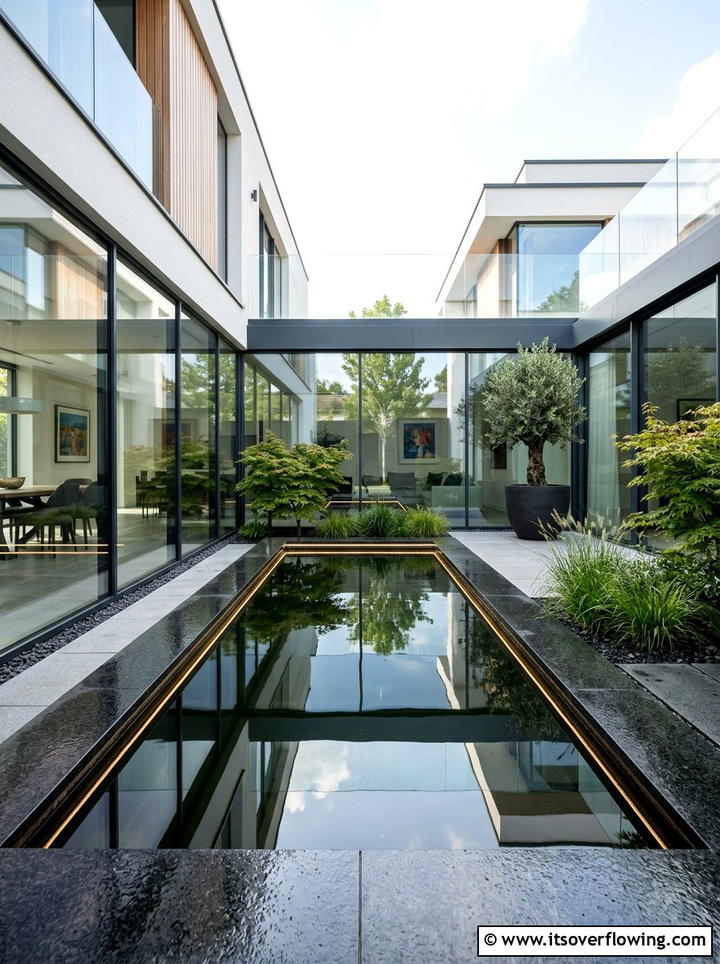Contemporary Courtyard Pond - 25 garden ideas with pond