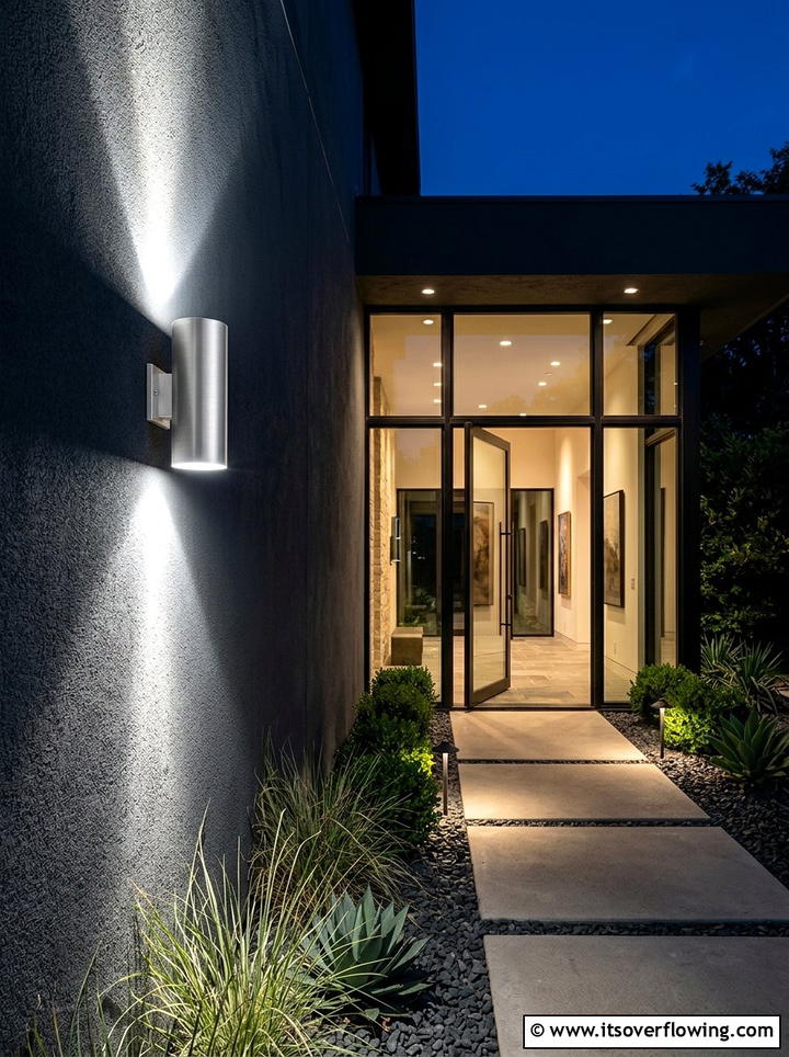 Contemporary Cylinder Up Down Light - 25 front porch ideas with motion lights