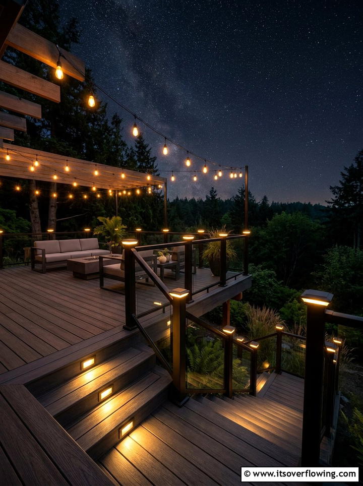 Contemporary Deck Lighting - 25 backyard ideas with wood deck