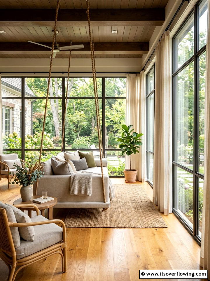 Contemporary Glass Enclosed Porch - 25 front porch ideas with porch bed swing