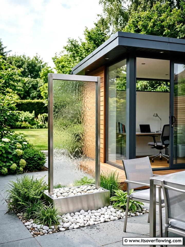 Contemporary Glass Fountain - 25 backyard decorating ideas with mini fountains