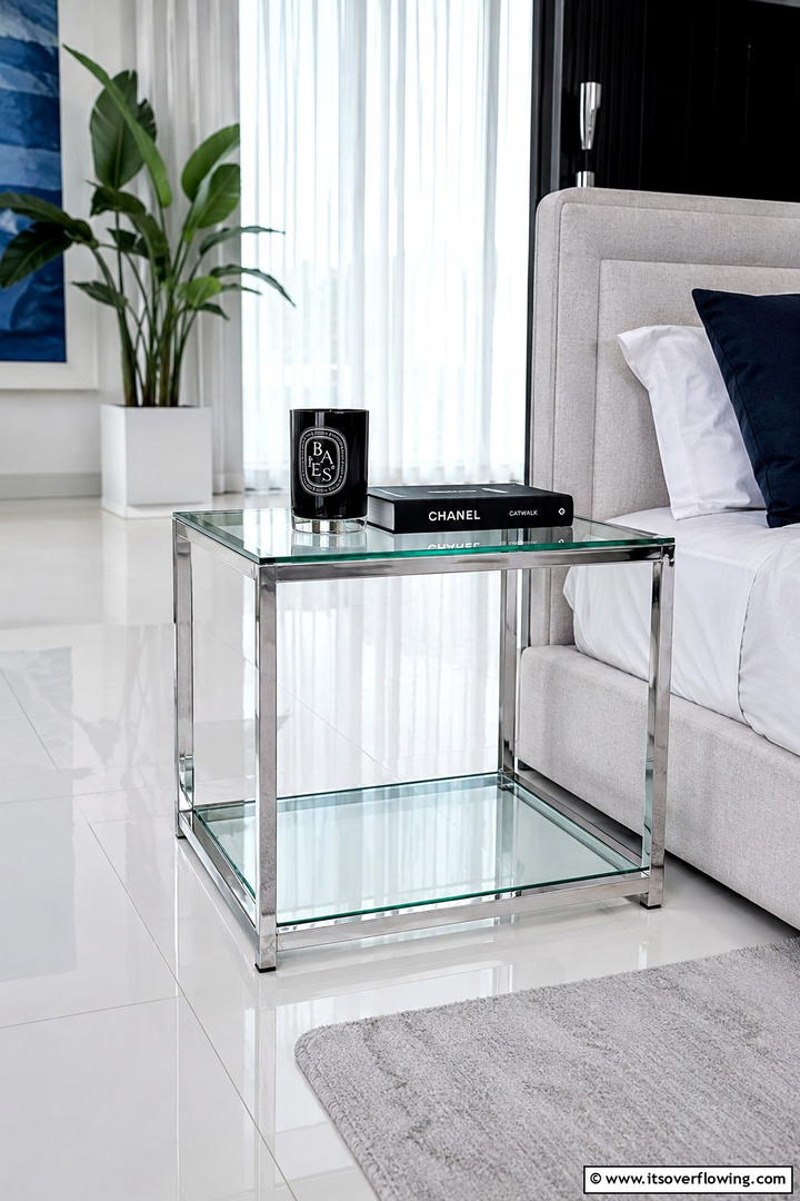 Contemporary Glass Nightstand - 30 Nightstand Decor Ideas to Enhance Your Bedroom Style