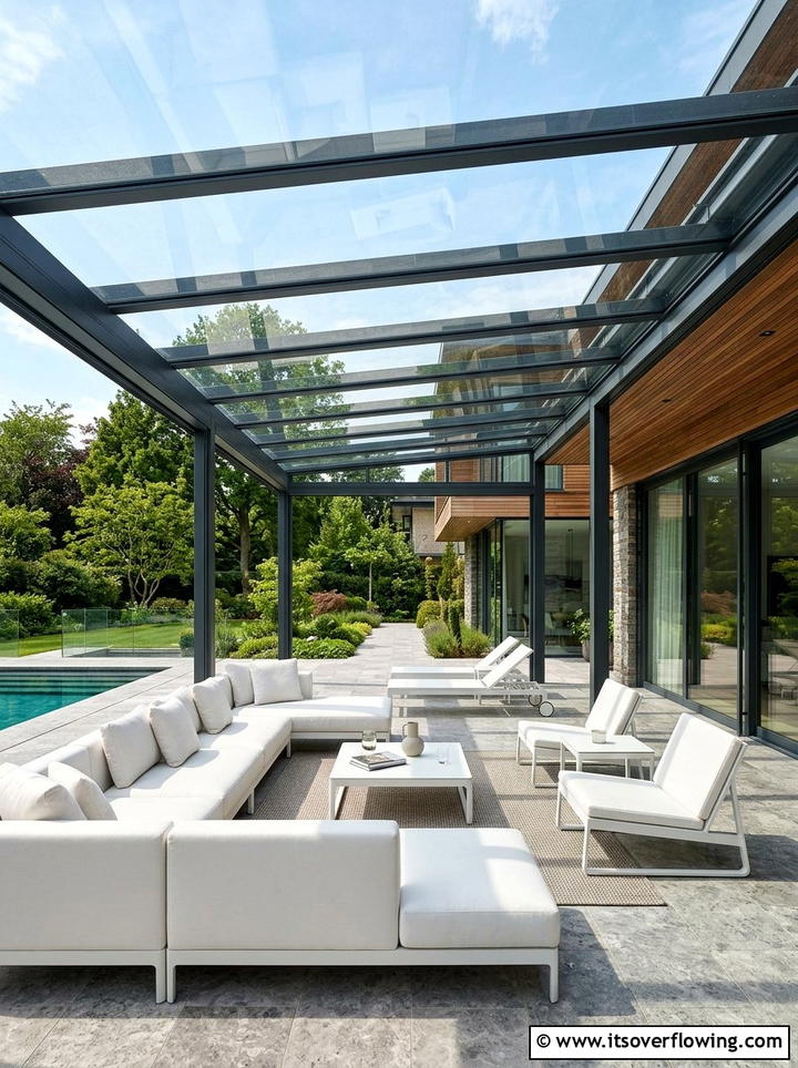 Contemporary Glass Pergola - 25 backyard decorating ideas with pergola decor