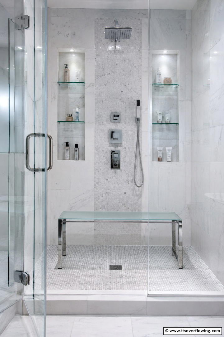 Contemporary Glass Top Bench - 30 Shower Bench Ideas for Functional Bathroom Designs