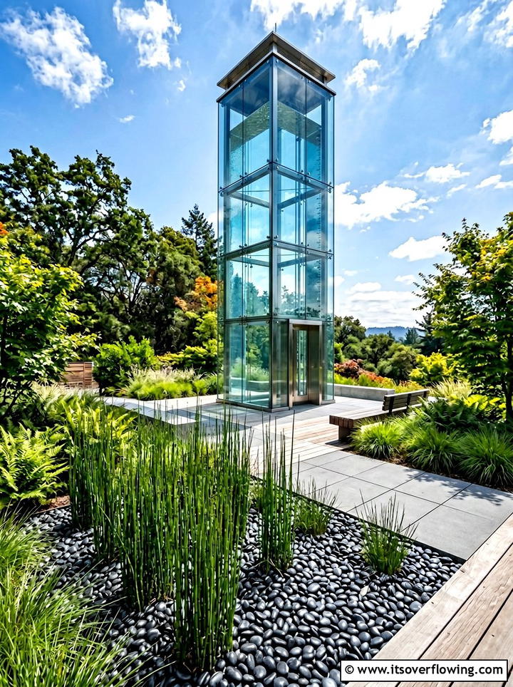 Contemporary Glass Water Tower - 25 small garden ideas with water feature