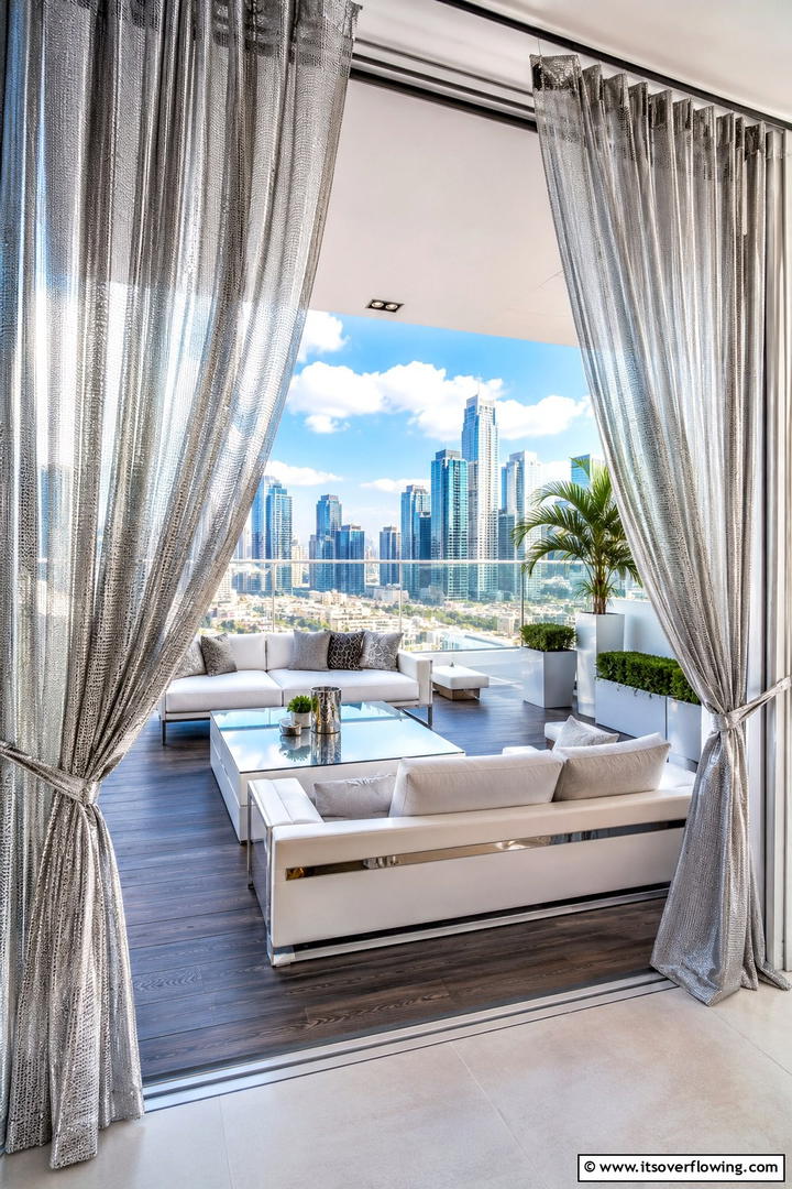 Contemporary Metallic Accents - 30 Patio Curtain Ideas to Enhance Outdoor Privacy & Style
