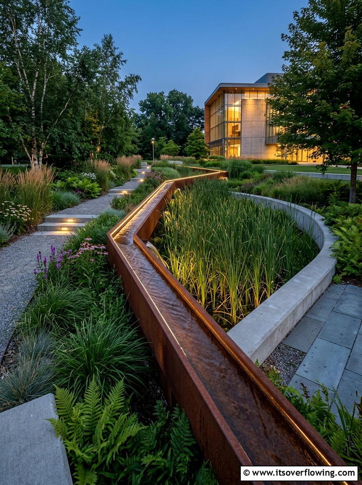 Contemporary Rain Garden - 25 creative garden ideas with rain gardens