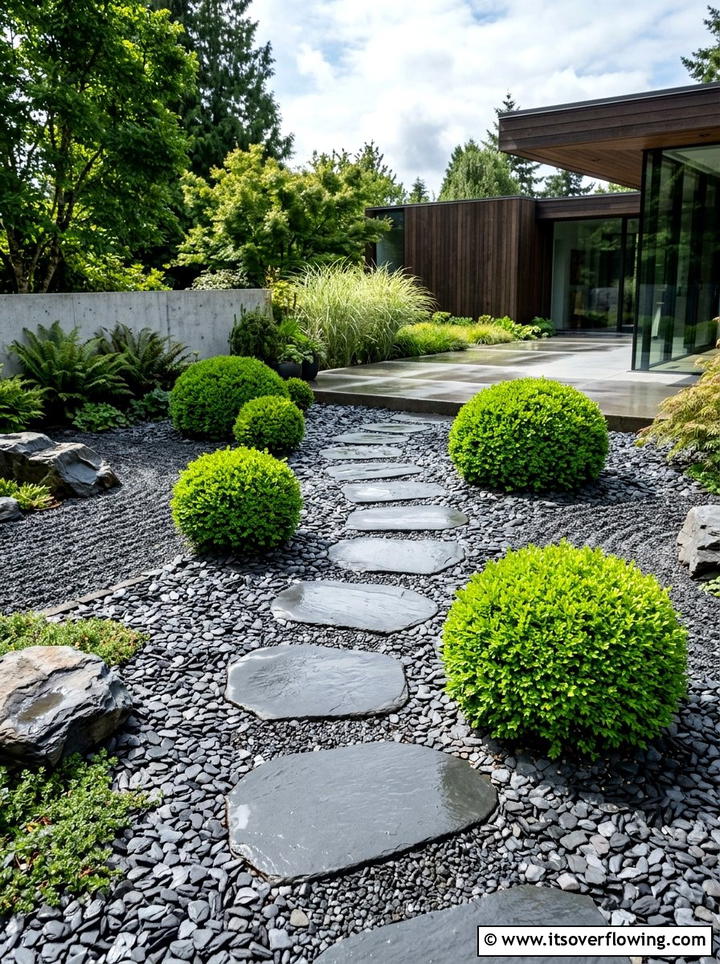 Contemporary Slate Zen Garden - 25 backyard ideas with japanese garden