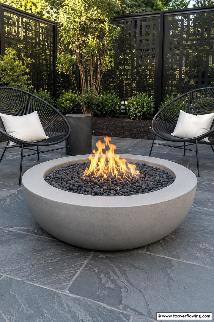 Contemporary Stone Fire Bowl - 30 Elegant Stone Fire Pit Ideas for Backyard Entertaining