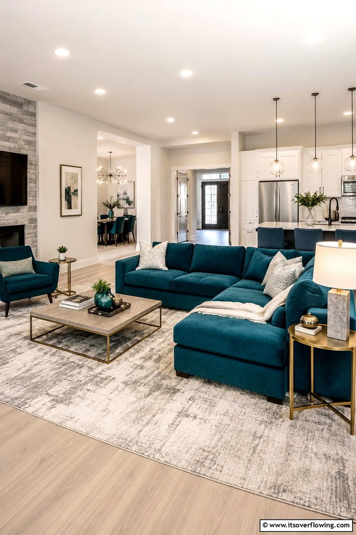 Contemporary Teal Blend - 30 Teal Living Room Ideas for Bold & Serene Interior Spaces