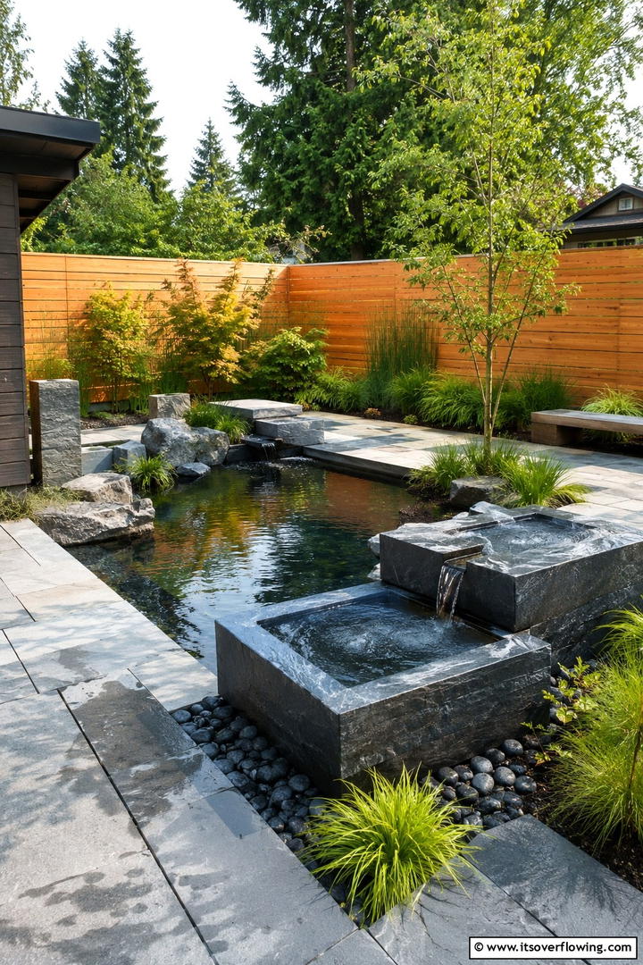 Contemporary Water Feature and Pond - 30 Modern Backyard Ideas to Transform Your Outdoor Oasis