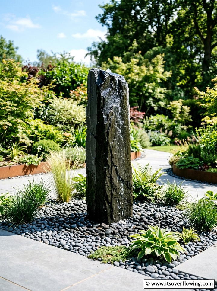 Contemporary Water Feature - 25 creative garden ideas for spring makeover