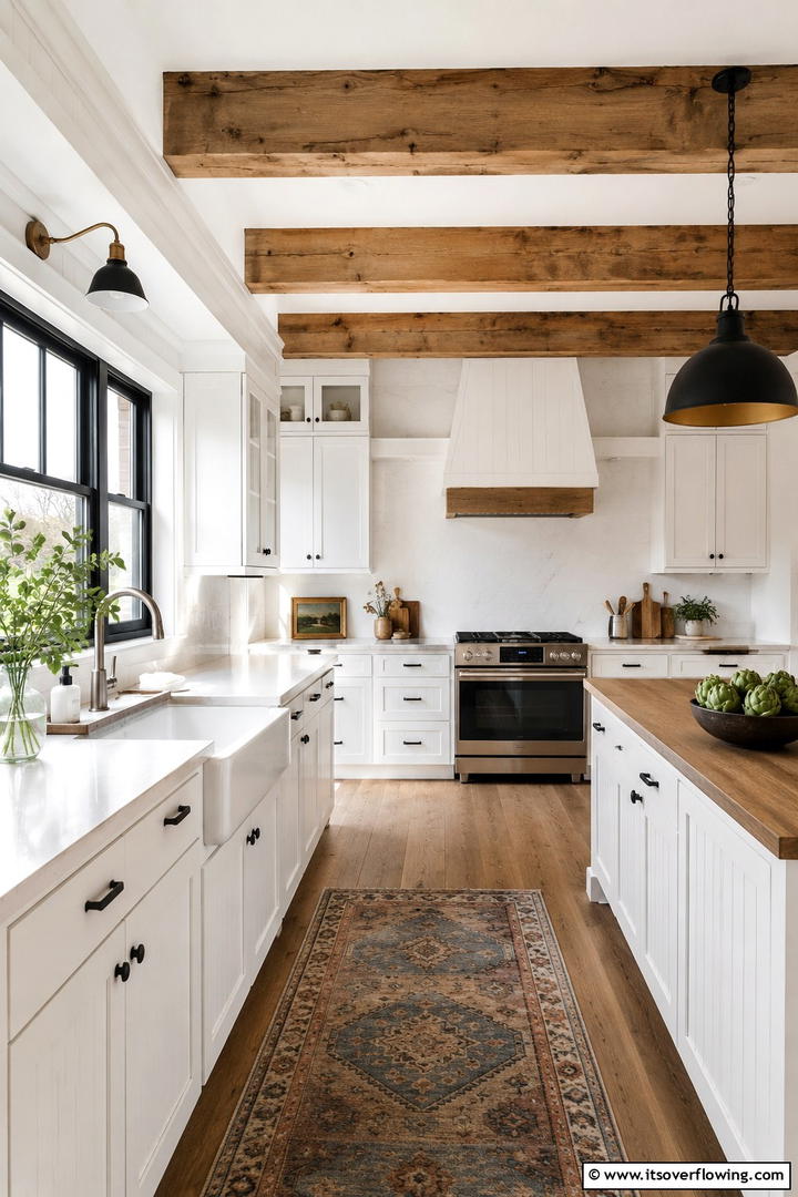 Contemporary White Farmhouse Style - 30 Small White Kitchen Ideas for Bright, Airy Spaces