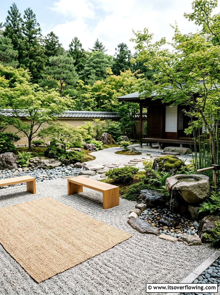 Contemporary Zen Garden - 25 backyard decorating ideas with outdoor rugs